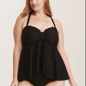 BLACK SCALLOPED TANKINI Top Sz 0 (=sz 12) w/TAGs